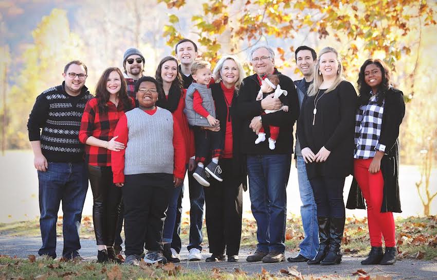 Christie Erwin and all her children in a fall inspired family portrait 